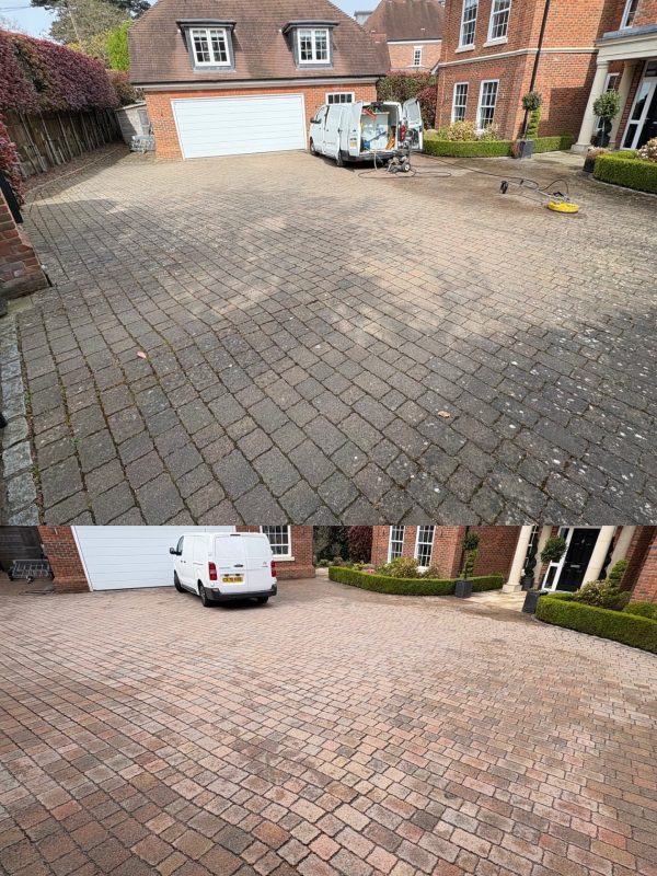 before and after driveway cleaning ascot